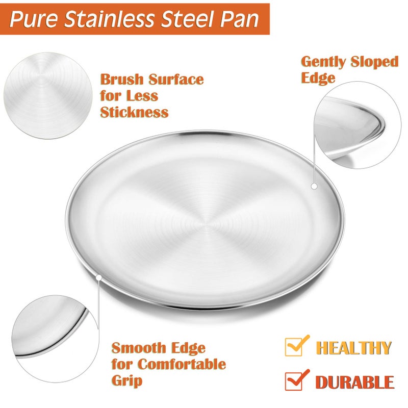 P&P CHEF Pizza Pan Bakeware for Home Kitchen, Stainless Steel Pizza Tray for Baking Pizza, Healthy & Reusable & Easy Clean, Oven & Freezer Safe, 12 Inch & Silver - Image 3